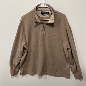 Polo Ralph Lauren Men's Estate Rib Quarter Zip Pullover Tan XL Cotton